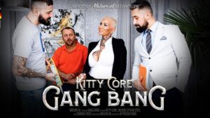 Kitty Core – Three strapping guys fuck MILF Kitty Core until they all come on her big tits – MatureNL